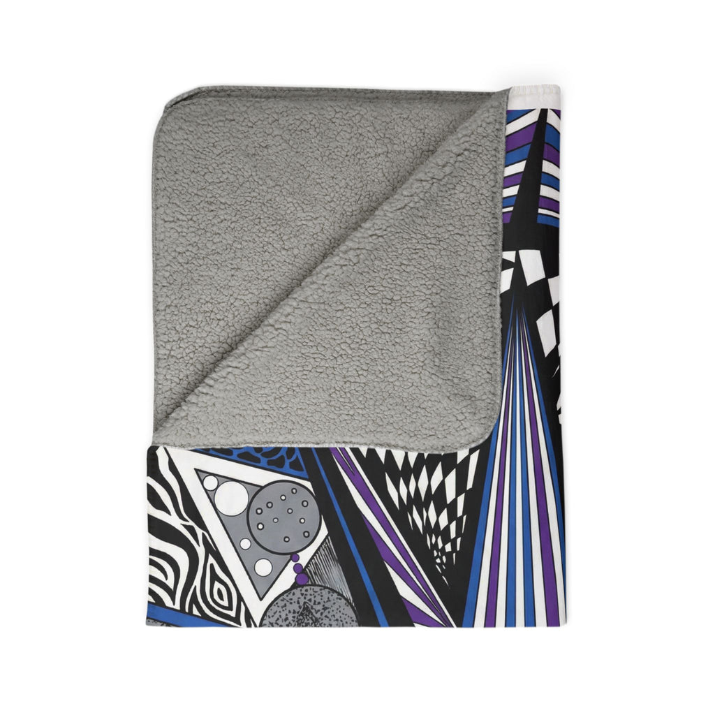 Abstract Geometric Fleece Sherpa Blanket
