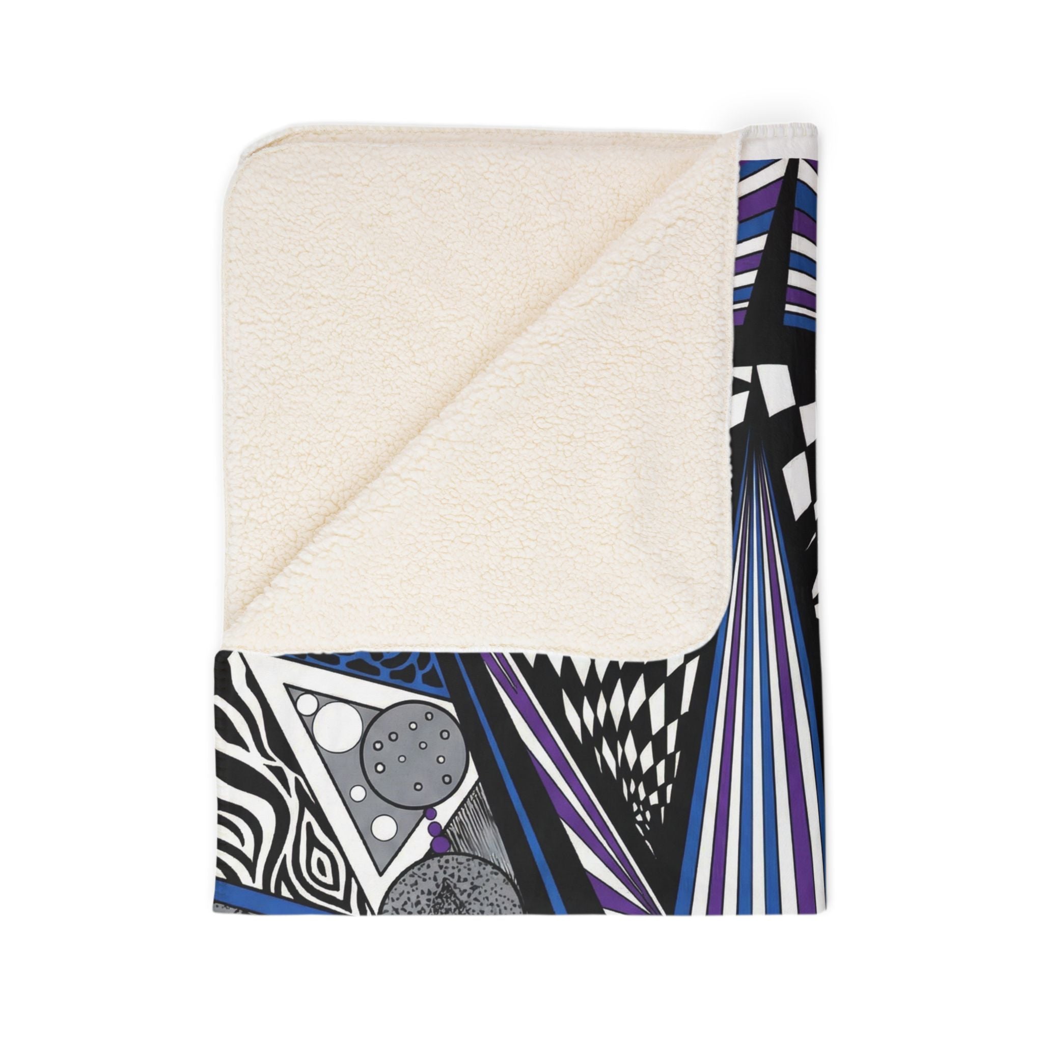 Abstract Geometric Fleece Sherpa Blanket