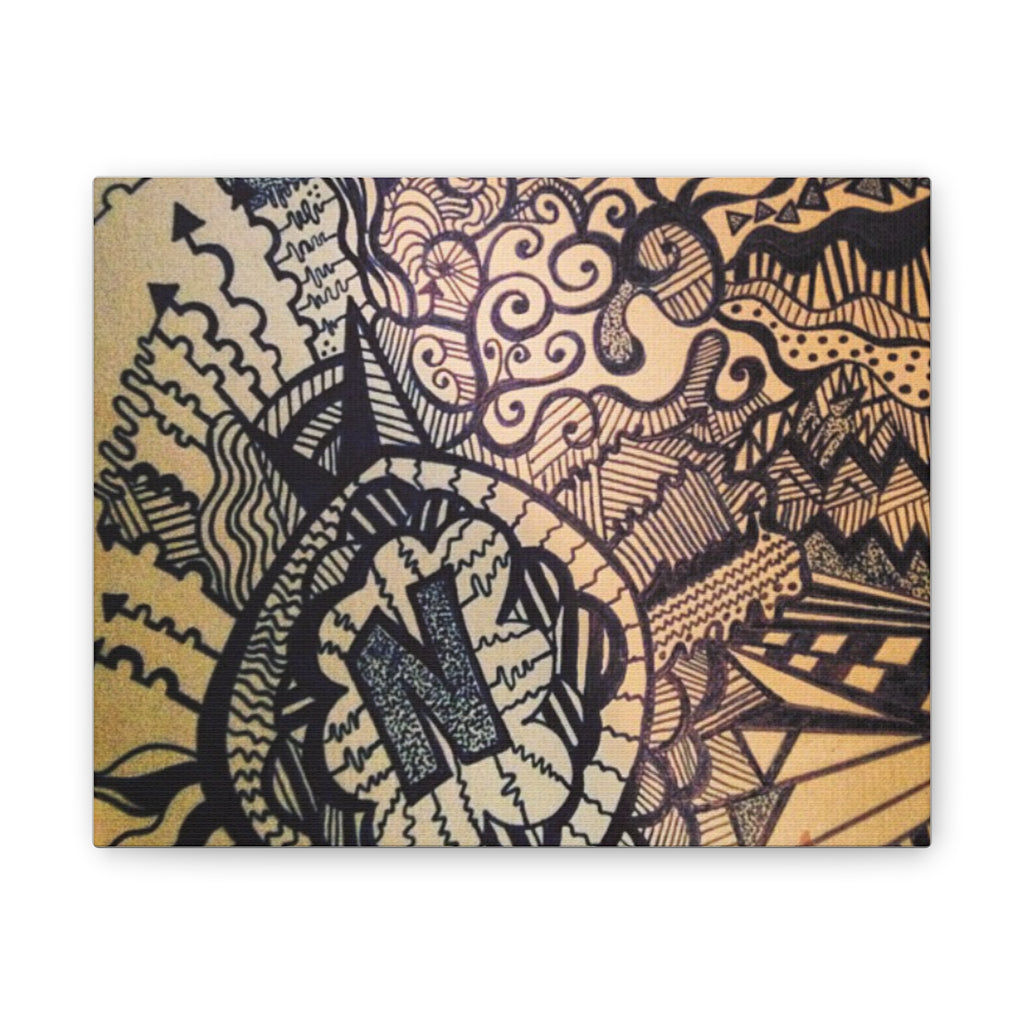 'N' Monogram Stretched Canvas Wall Art