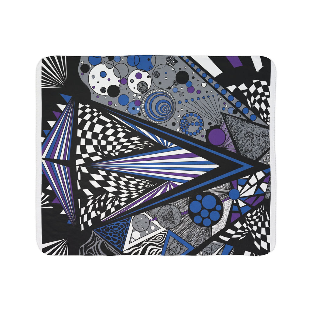 Abstract Geometric Fleece Sherpa Blanket